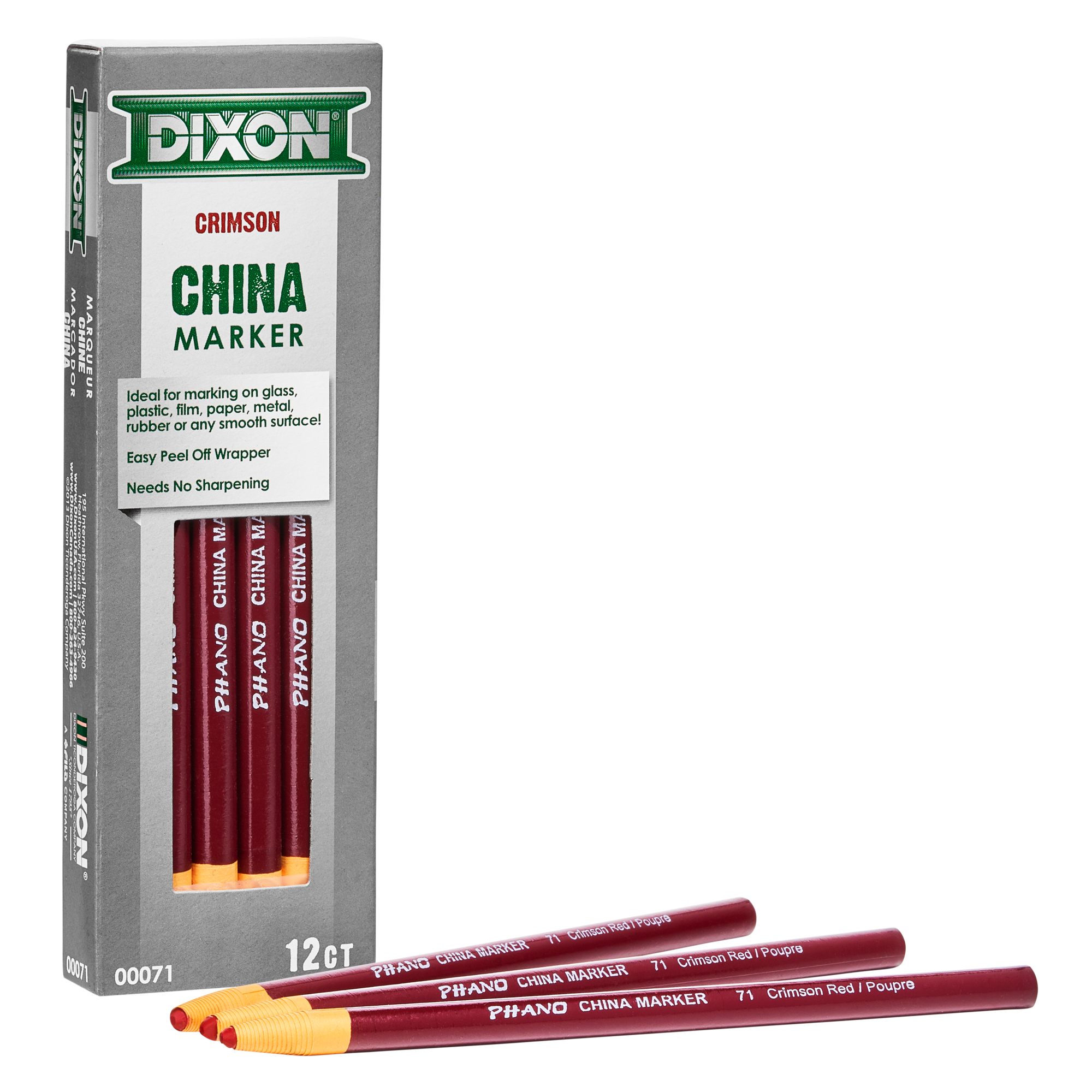 WHITE CHINA MARKERS PEEL-OFF GREASE PENCIL (12 COUNT)