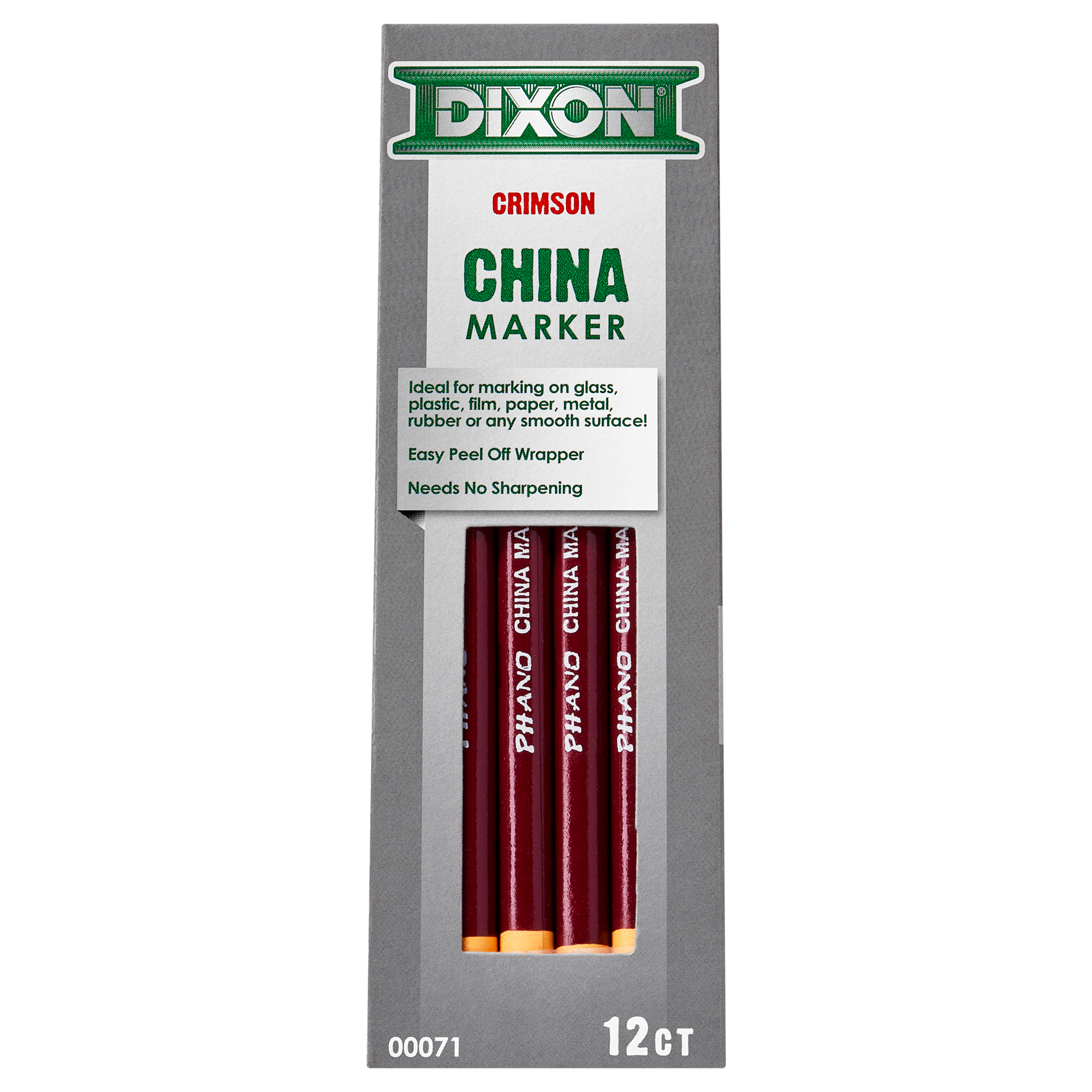 12 COUNT Red DIXON CHINA MARKERS Peel Off Grease Pencil 