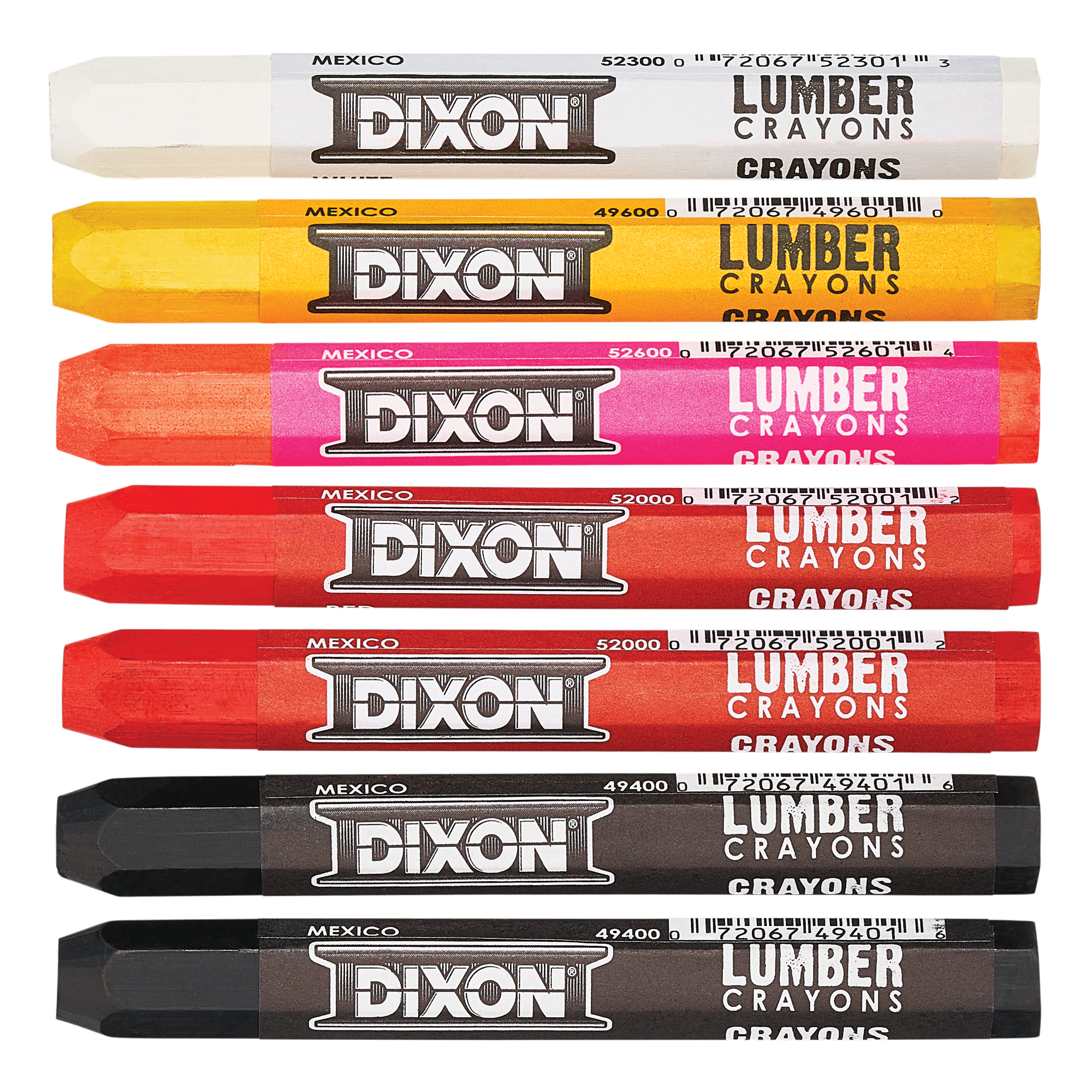 2 Pack of 12 Dixon Industrial Lumber Marking Crayons White 4.5 x 1/2 Hex