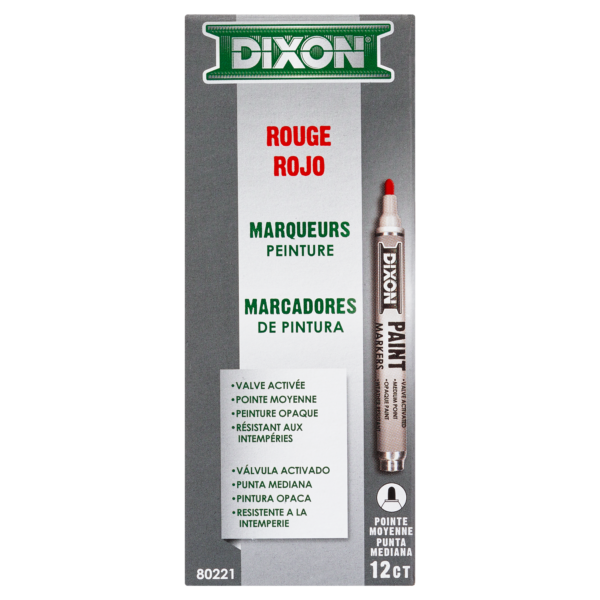2 DIXON Industrial Paint Markers Medium Tip Valve Activated Opaque RED 80221 