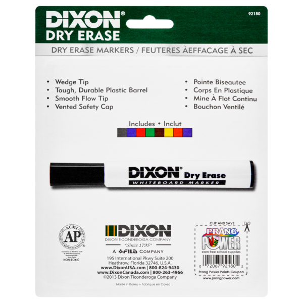 Ticonderoga Dry Erase Whiteboard Markers - Broad, Fine Point Type - Wedge Point Style - Black - 1 Dozen