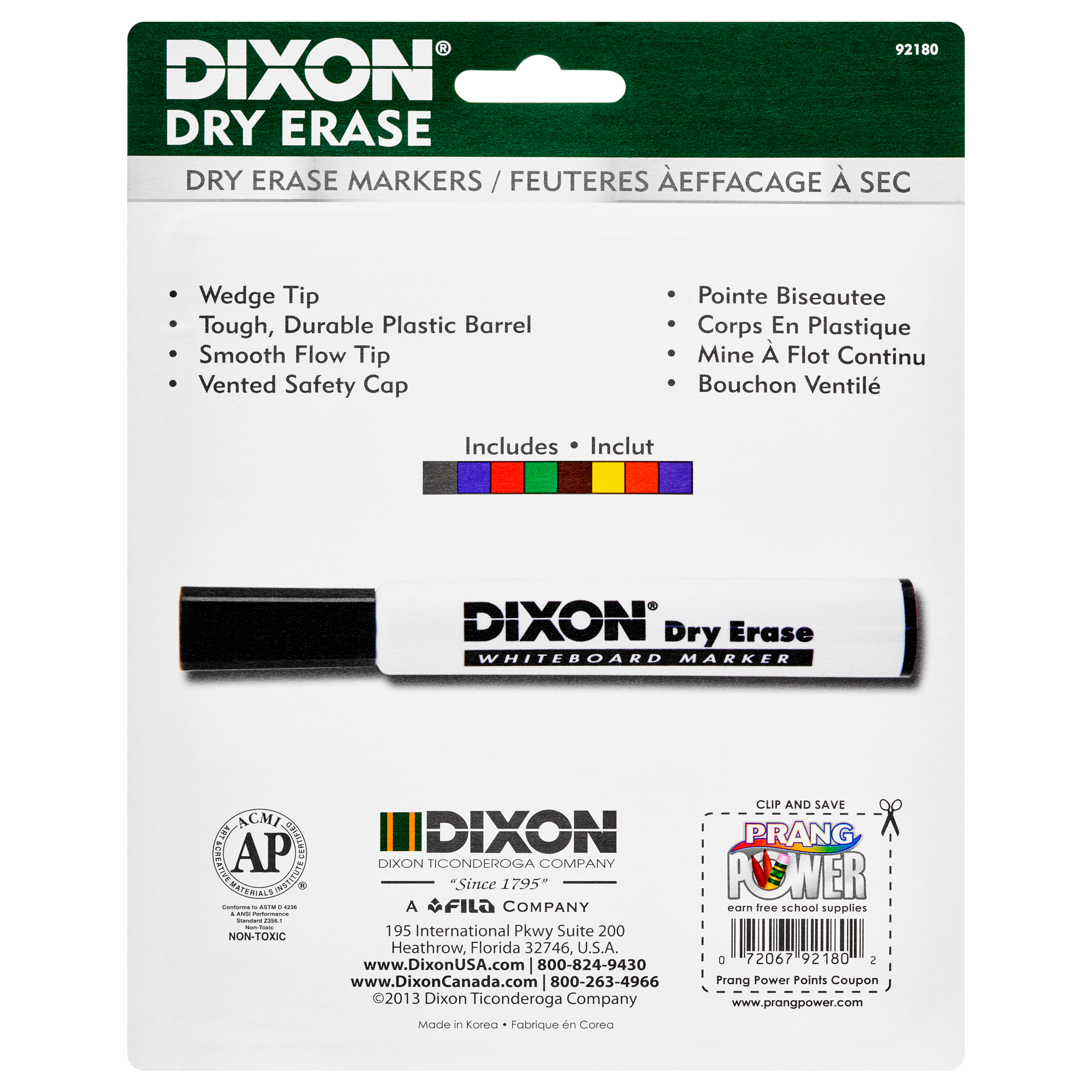 Ticonderoga Dry Erase Whiteboard Markers - Broad, Fine Point Type - Wedge Point Style - Black - 1 Dozen